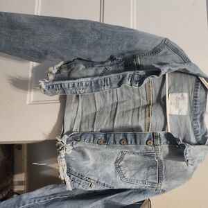 Maurices Light Blue Distressed Denim Jacket - Women